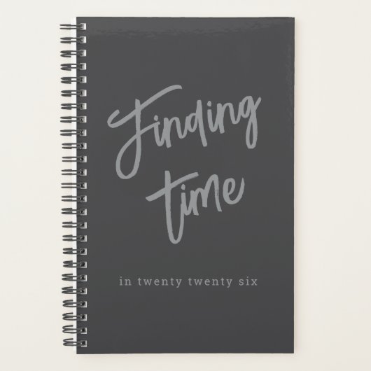 Fette graue Schrift-Typografie personalisiert Planer (Vorderseite)