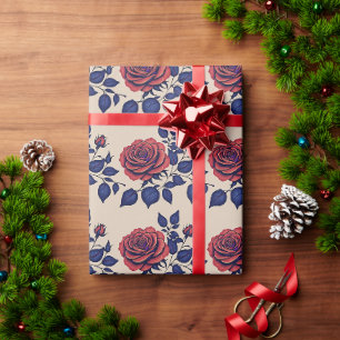 Fette handgemalte rote Rosen Geschenkpapier