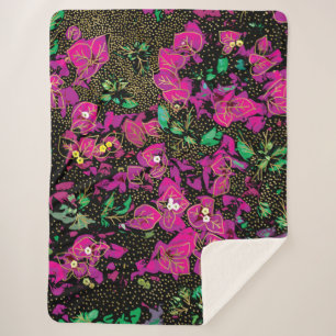 Fette, heißrosa Bougainvillea-Pünktchenmuster Sherpadecke