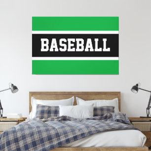 Fette Helle-Grün-Schwarz-Weiß-BASEBALL-Streifen Leinwanddruck