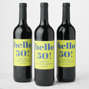 Fette Hello 50 Chartreuse und Blau 50. Geburtstag Weinetikett