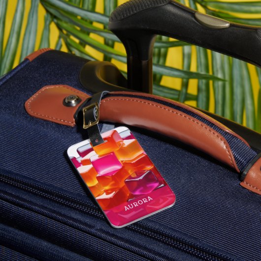 Fette hellrosa-orange abstrakte Jelly-Würfel Gepäckanhänger (Vorderseite Insitu 1)