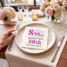 Fette Hot-Pink-Überraschung 30. Geburtstagsserviet