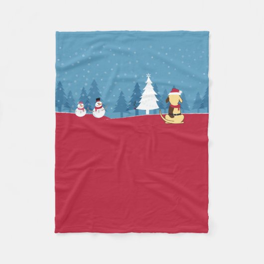 Fette Hundeweihnachtsdeckenszene Fleecedecke (Vorderseite)