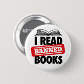 Fette „Ich lese verbotene Bücher“ Buchliebhaberei Button (Vorne & Hinten)