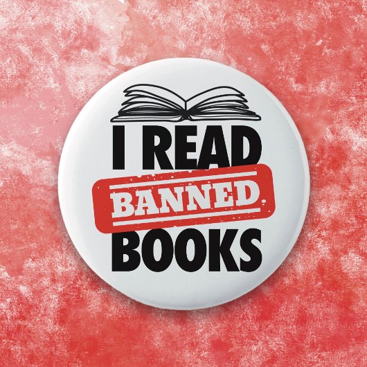 Fette „Ich lese verbotene Bücher“ Buchliebhaberei Button