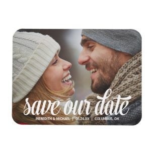 Fette Kalligrafie Foto Save-the-Date Magnet