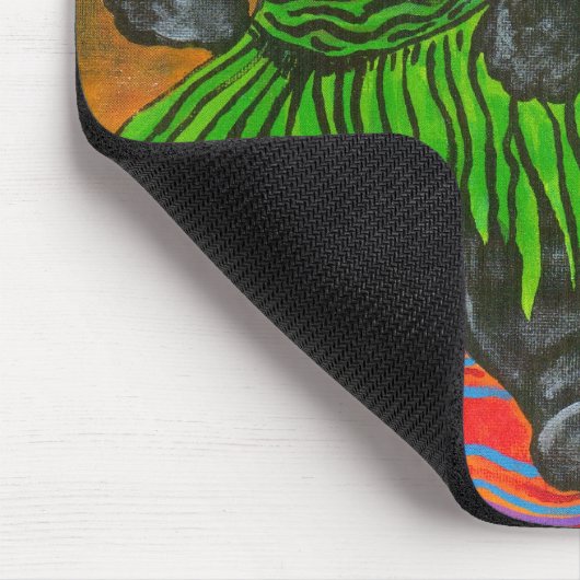 Fette Katze in einem Hula Rock an einem Tiki Bar Mousepad (Ecke)