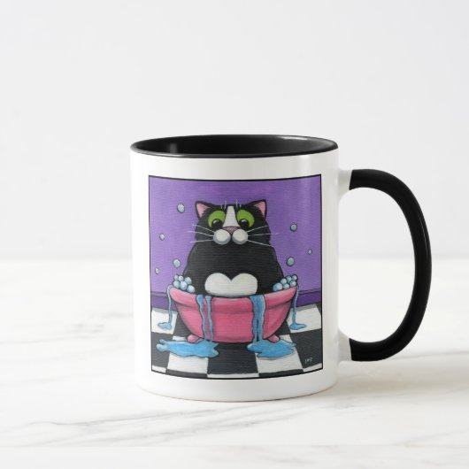 Fette Katze nimmt ein Bad - Katzen-Tasse Tasse (Rechts)