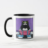 Fette Katze nimmt ein Bad - Katzen-Tasse Tasse (Links)