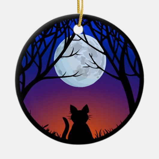 Fette Katzen-Verzierungs-personalisiertes Keramikornament (Vorne)