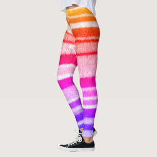 fette, leuchtend farbige Streifen Shabby Chic aus Leggings