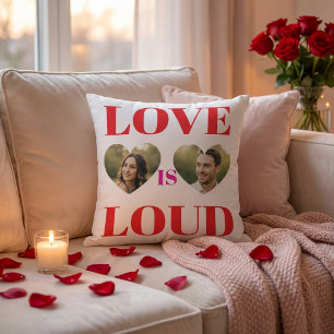 Fette Liebe ist laut Valentinstag Herz-Typografie Kissen