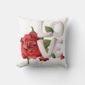 Fette Liebestypografie mit romantischer roter Rose Kissen (Vorderseite)