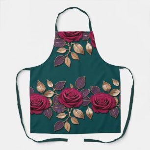 Fette lila und rote Rosen mit bronzenen Blättern Schürze