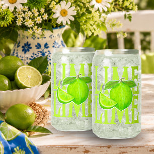 Fette Limettentypografie mit grüner Limette und Ke Dosenglas
