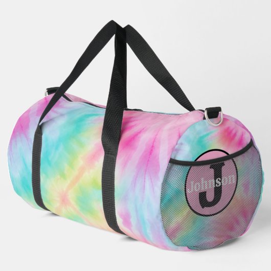 Fette Mandala-Tie-Dye-Monogramm-Personalisierung Duffle Bag (Rechte Ecke)