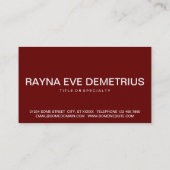 fette Maronmonogramm Visitenkarte (Rückseite)