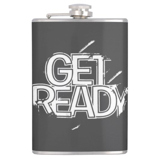 Fette matte schwarze Statement-Hip-Flasche LOS GEH Flachmann (Vorderseite)