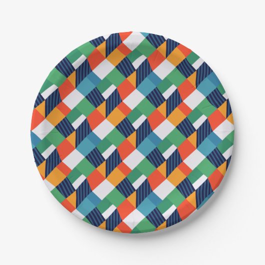 Fette mehrfarbige geometrische Abstraktion Pappteller (Vorderseite)
