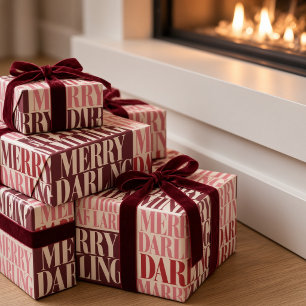 Fette Merry Darling-Typografie Rosa Burgunder Geschenkpapier