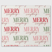 Fette Merry Everything Script-Typografie Rosa Grün Geschenkpapier (Flach)