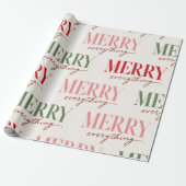 Fette Merry Everything Script-Typografie Rosa Grün Geschenkpapier (Ungerollt)