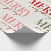 Fette Merry Everything Script-Typografie Rosa Grün Geschenkpapier (Ecke)