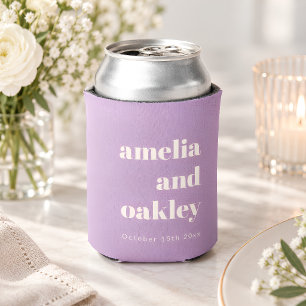 Fette minimalistische lila Retro-Hochzeit Dosenkühler
