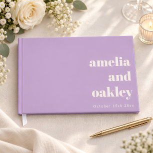 Fette minimalistische moderne lila Retro-Hochzeit Gästebuch