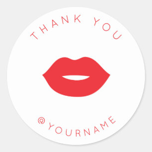 Fette minimalistische rote Lippen Danke Poshmark W Runder Aufkleber