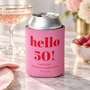 Fette moderne Ästhetik Rosa und Rot 50. Geburtstag Dosenkühler
