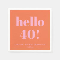 Fette moderne einfache orange-pinke 40. Geburtstag