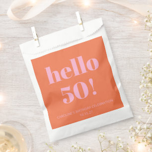 Fette moderne einfache orangefarbene pinke 50. Geb Geschenktütchen