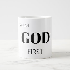 Fette moderne Gott zuerst Glaubensspruch-Slogan  Jumbo-Tasse