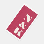 Fette moderne Monogramm-Initialen Hochzeit Rot Serviette (Ecke)