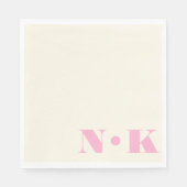 Fette moderne Monogramm-Initialen Rosa Creme Hochz Serviette (Vorderseite)