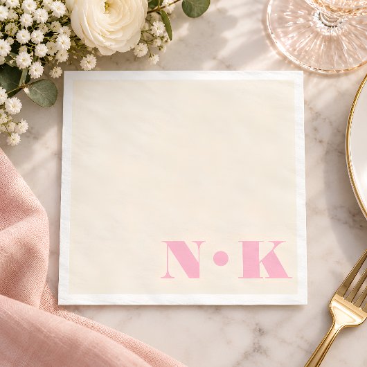 Fette moderne Monogramm-Initialen Rosa Creme Hochz Serviette