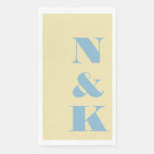 Fette moderne Monogrammanfangsbuchstaben Blau Gelb Serviette (Vorderseite)