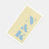 Fette moderne Monogrammanfangsbuchstaben Blau Gelb Serviette (Ecke)
