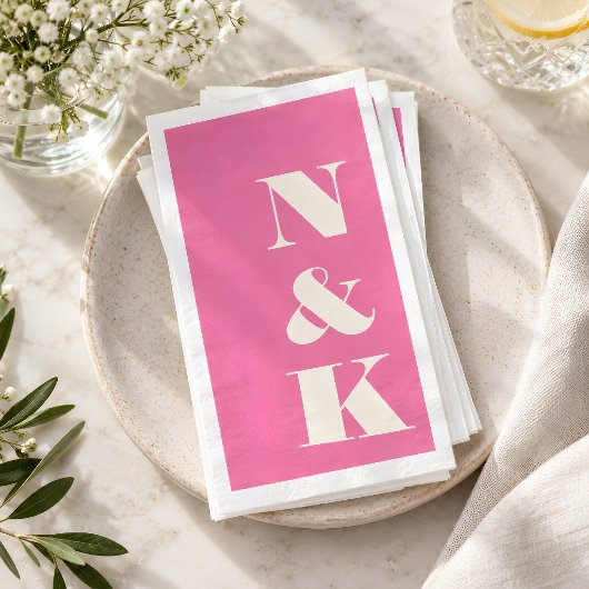 Fette moderne Monogrammanfangsbuchstaben Hochzeit Serviette