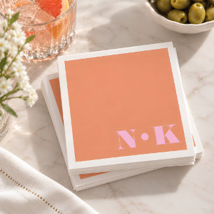 Fette moderne Monogrammanfangsbuchstaben Rosa Oran Serviette
