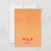 Fette Moderne Orange Sunset-Monogramm-Hochzeit Dankeskarte (Rückseite)