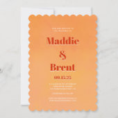 Fette moderne orange Sunset-Monogramm-Hochzeit Einladung (Vorderseite)