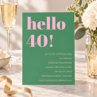 Fette moderne Retro-Pink-Grün zum 40. Geburtstag
