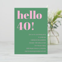 Fette moderne Retro-Pink-Grün zum 40. Geburtstag