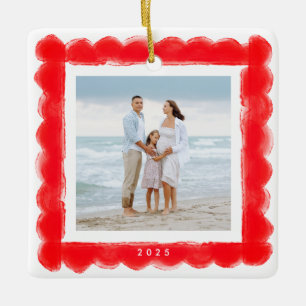 fette moderne Retro-Rotrahmen-Foto-Quadrat-Weihnac Keramikornament