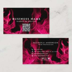 Fette moderne rosa Flammen-Social-Icons Visitenkarte