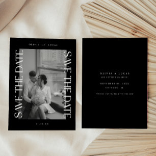 Fette moderne schwarze Hochzeitsfoto Save The Date