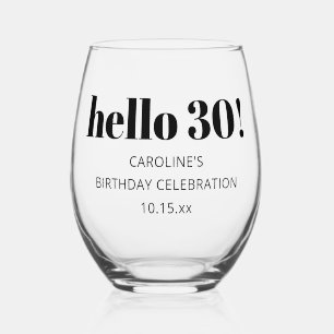 Fette moderne Typografie zum 30. Geburtstag - indi Weinglas Ohne Stiel